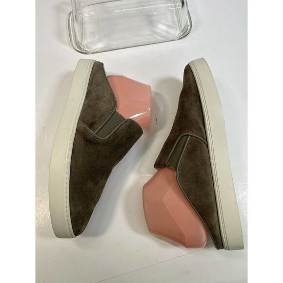 Vince Mule Sneakers Shoes Green Suede Shearling Fur Lined Garvey - Picture 7 of 16